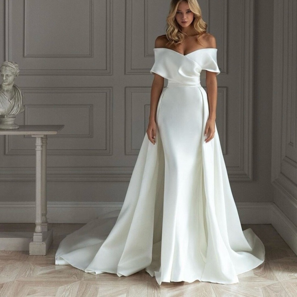 Off-Shoulder Ivory Bridal Gown